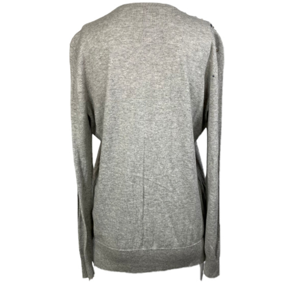 Ann‎ Taylor LOFT Cardigan Womens LP Petite Gray Cotton Wool Sequin V-Neck - Picture 5 of 11
